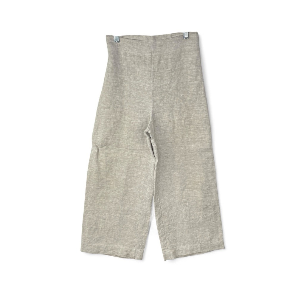 ONLY CHILD Designer Quiet Luxury Beige 100% Linen Wide Leg Pant Sz 4P | USA